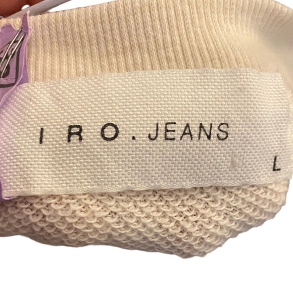 IRO Jeans Boho Distressed Raw Edge/Hem Cap Sleeve Sweatshirt Short Sleeve Top L - Picture 8 of 13